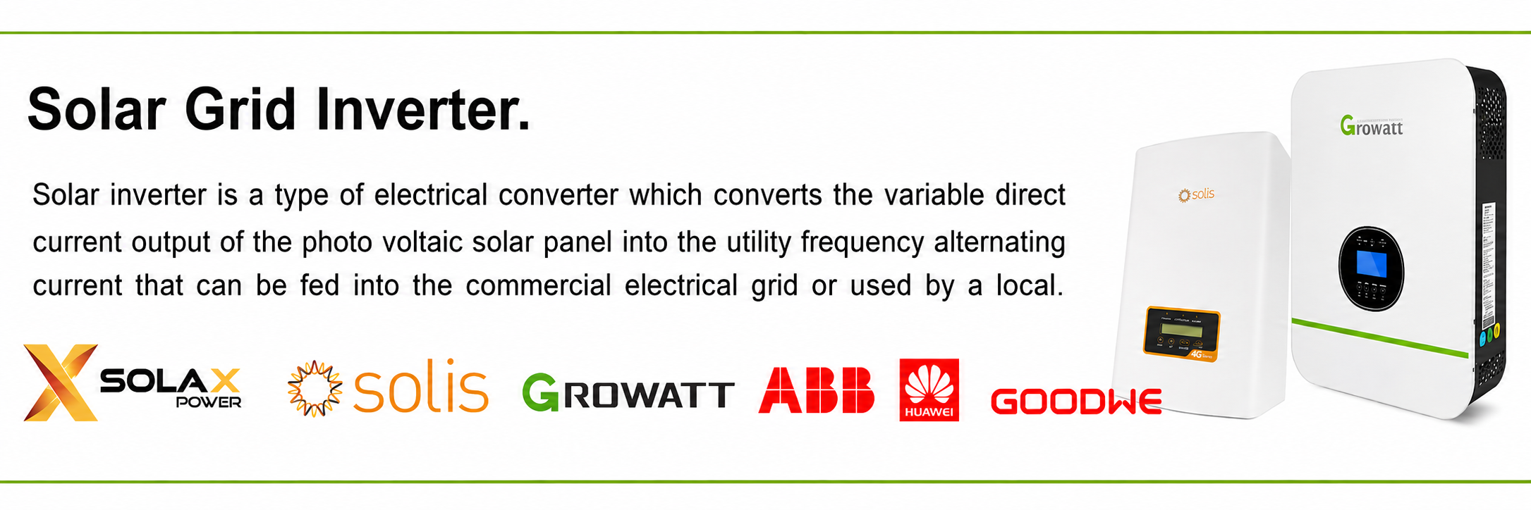 Solar Grid Inverters — SolaX, Solis, Growatt, ABB, Huawei